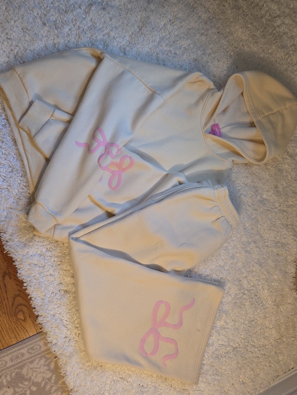 Edikted Pink Bow Graphic Hoodie & Sweatpants Lounge Set